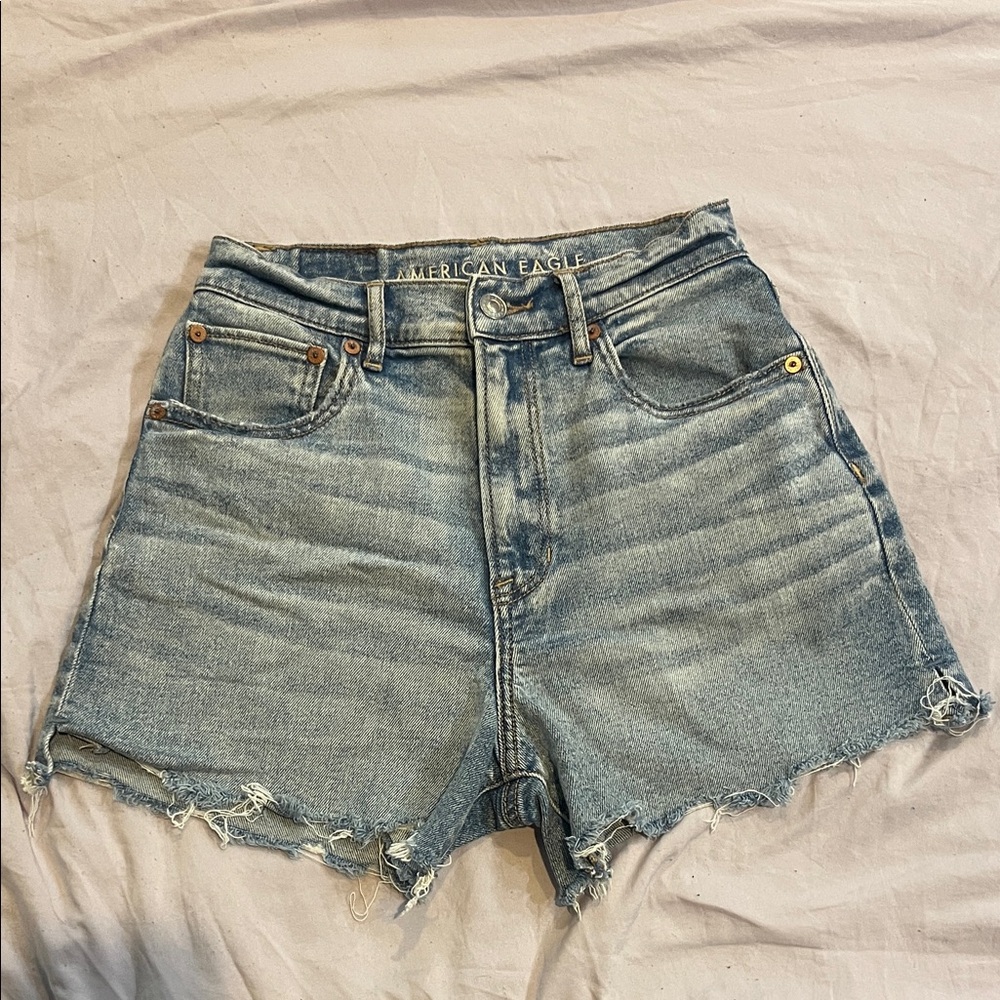 American Eagle Outfitters Light Blue Distressed Jean Shorts